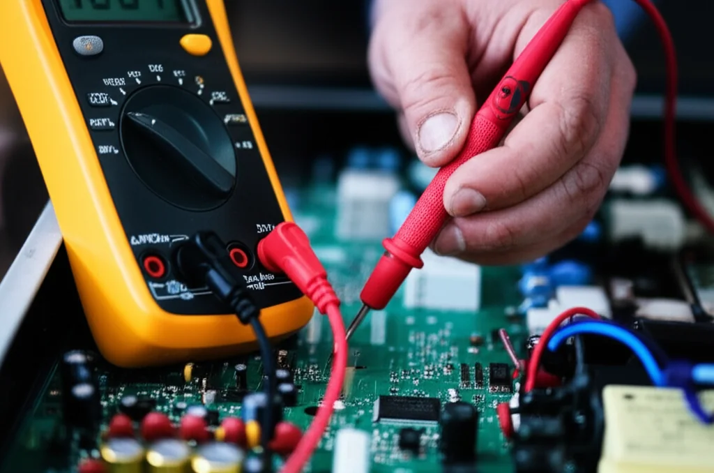 Technician performing diagnostic testing on Sub-Zero appliance